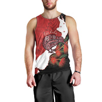 Kiwi New Zealand Personalised Men Tank Top NZ Map Pohutukawa Fern Maori Pattern LT22 - Polynesian Pride