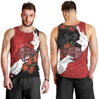 Kiwi New Zealand Personalised Men Tank Top NZ Map Pohutukawa Fern Maori Pattern LT22 - Polynesian Pride