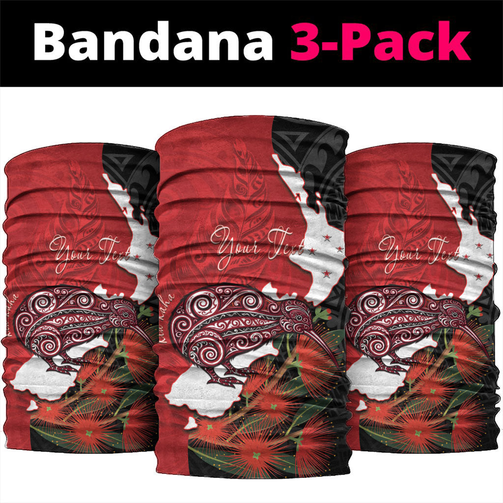 Kiwi New Zealand Personalised Neck Gaiter NZ Map Pohutukawa Fern Maori Pattern LT22 package One Size: 25*50cm Red - Polynesian Pride