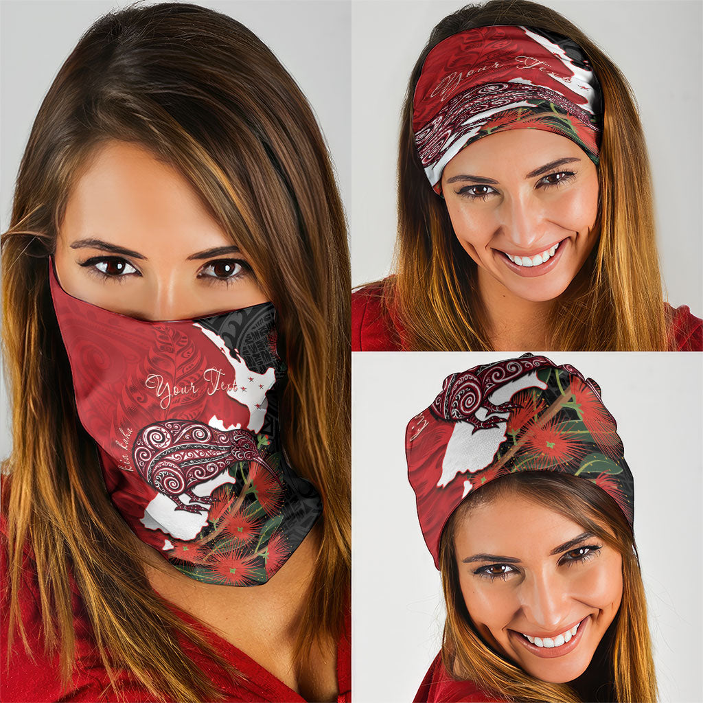 Kiwi New Zealand Personalised Neck Gaiter NZ Map Pohutukawa Fern Maori Pattern LT22 - Polynesian Pride