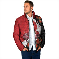 Kiwi New Zealand Personalised Padded Jacket NZ Map Pohutukawa Fern Maori Pattern