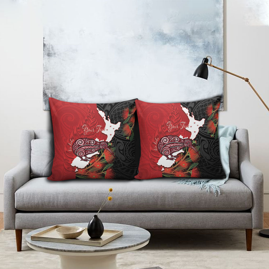 Kiwi New Zealand Personalised Pillow Cover NZ Map Pohutukawa Fern Maori Pattern LT22 - Polynesian Pride