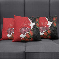 Kiwi New Zealand Personalised Pillow Cover NZ Map Pohutukawa Fern Maori Pattern LT22 - Polynesian Pride