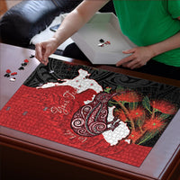 Kiwi New Zealand Personalised Puzzle NZ Map Pohutukawa Fern Maori Pattern LT22 - Polynesian Pride
