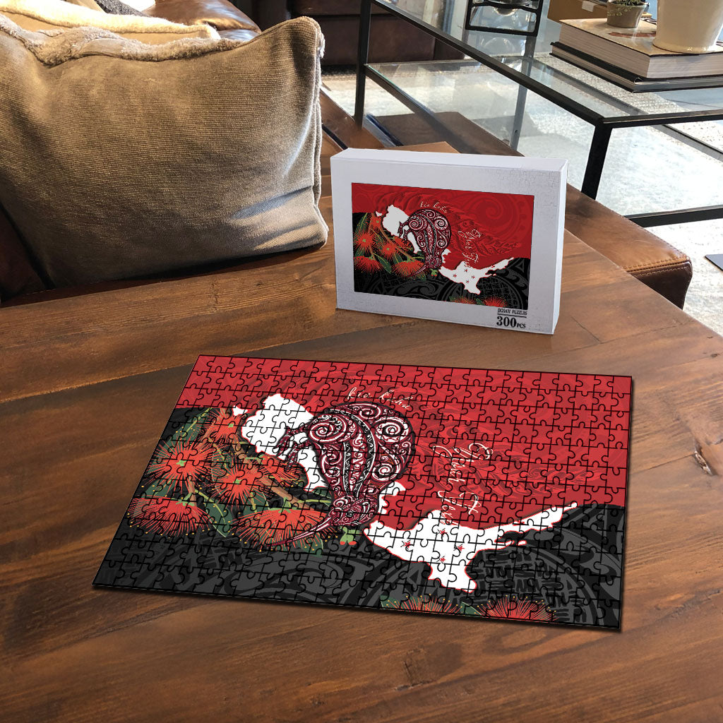 Kiwi New Zealand Personalised Puzzle NZ Map Pohutukawa Fern Maori Pattern LT22 - Polynesian Pride