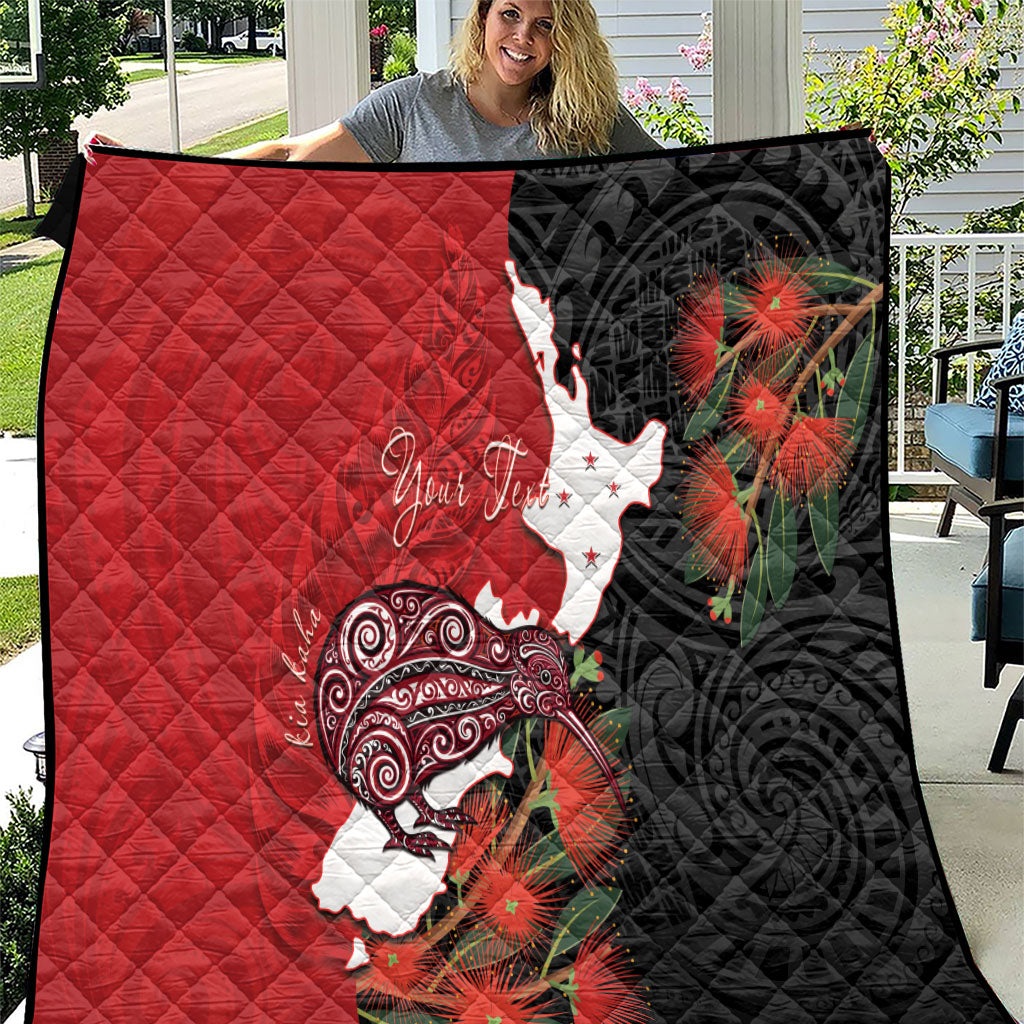 Kiwi New Zealand Personalised Quilt NZ Map Pohutukawa Fern Maori Pattern LT22 Red - Polynesian Pride