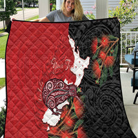 Kiwi New Zealand Personalised Quilt NZ Map Pohutukawa Fern Maori Pattern LT22 Red - Polynesian Pride