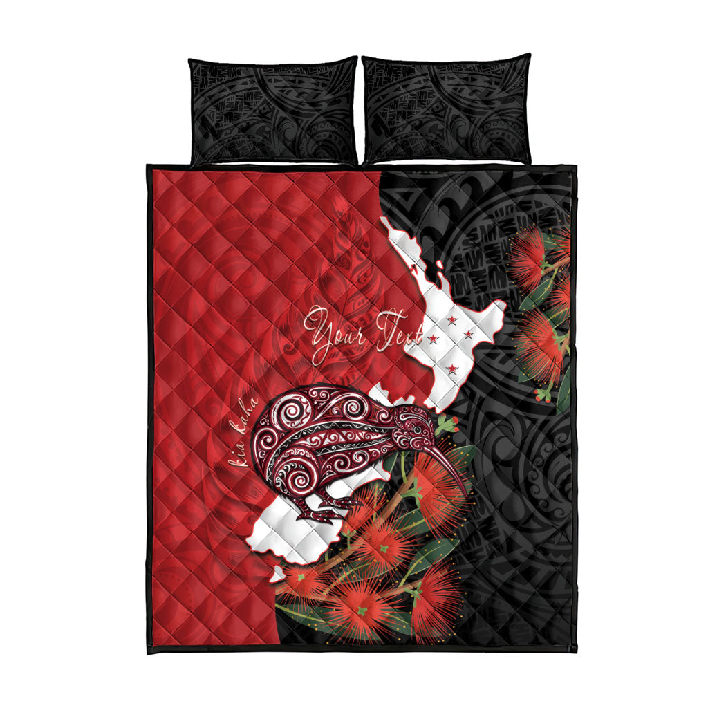 Kiwi New Zealand Personalised Quilt Bed Set NZ Map Pohutukawa Fern Maori Pattern LT22 - Polynesian Pride