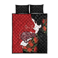 Kiwi New Zealand Personalised Quilt Bed Set NZ Map Pohutukawa Fern Maori Pattern LT22 - Polynesian Pride