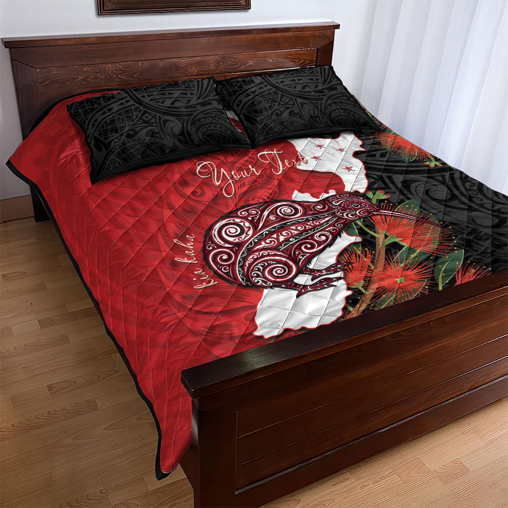 Kiwi New Zealand Personalised Quilt Bed Set NZ Map Pohutukawa Fern Maori Pattern LT22 - Polynesian Pride