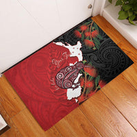 Kiwi New Zealand Personalised Rubber Doormat NZ Map Pohutukawa Fern Maori Pattern LT22 - Polynesian Pride