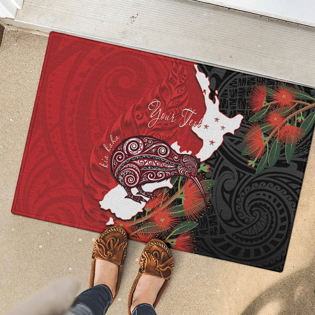 Kiwi New Zealand Personalised Rubber Doormat NZ Map Pohutukawa Fern Maori Pattern LT22 - Polynesian Pride