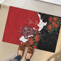 Kiwi New Zealand Personalised Rubber Doormat NZ Map Pohutukawa Fern Maori Pattern LT22 - Polynesian Pride