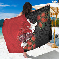 Kiwi New Zealand Personalised Sarong NZ Map Pohutukawa Fern Maori Pattern LT22 One Size 44 x 66 inches Red - Polynesian Pride