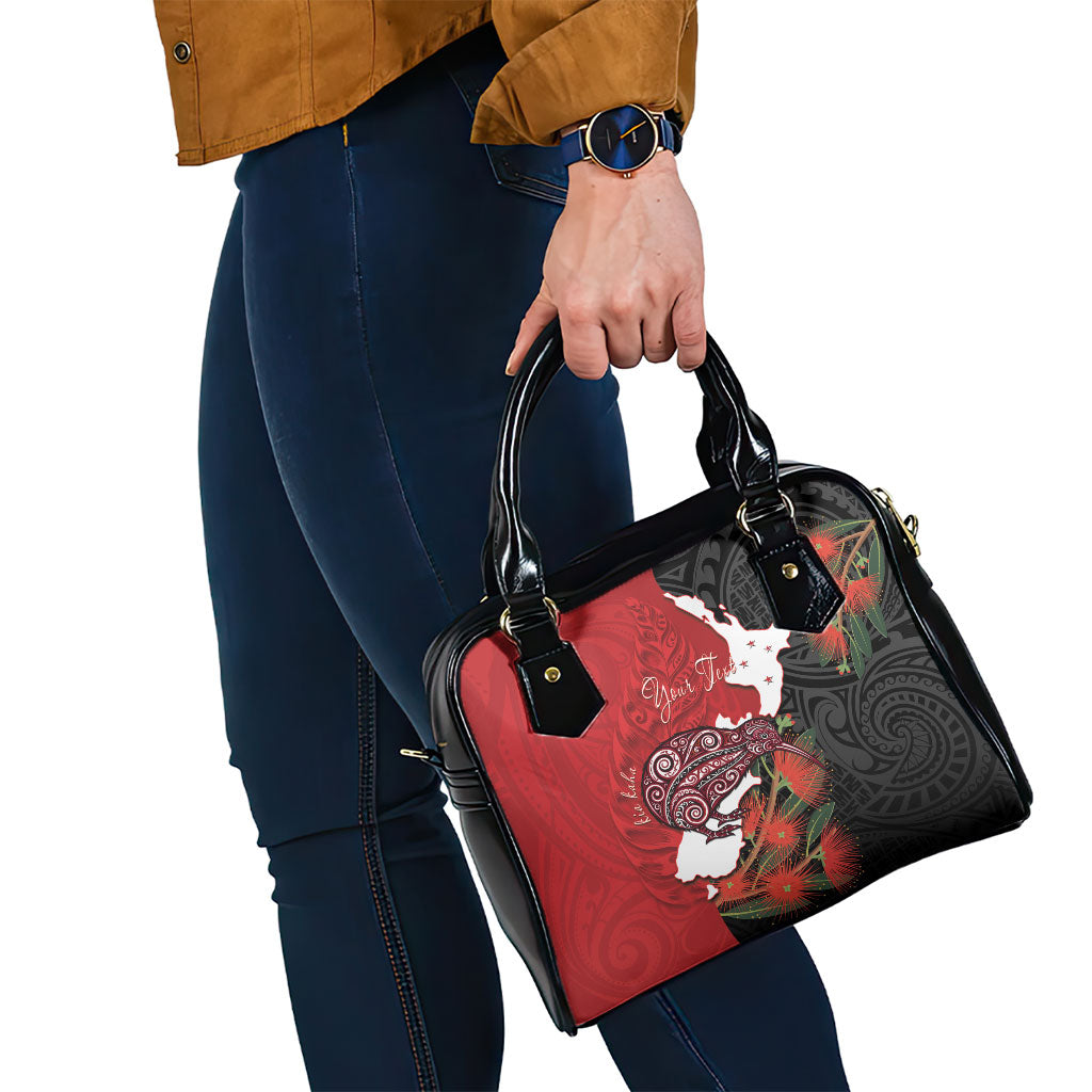 Kiwi New Zealand Personalised Shoulder Handbag NZ Map Pohutukawa Fern Maori Pattern LT22 - Polynesian Pride