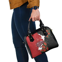 Kiwi New Zealand Personalised Shoulder Handbag NZ Map Pohutukawa Fern Maori Pattern LT22 - Polynesian Pride