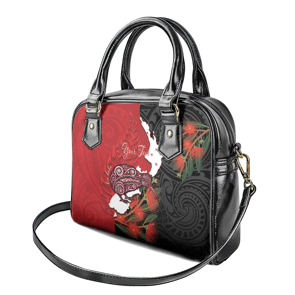Kiwi New Zealand Personalised Shoulder Handbag NZ Map Pohutukawa Fern Maori Pattern LT22 - Polynesian Pride