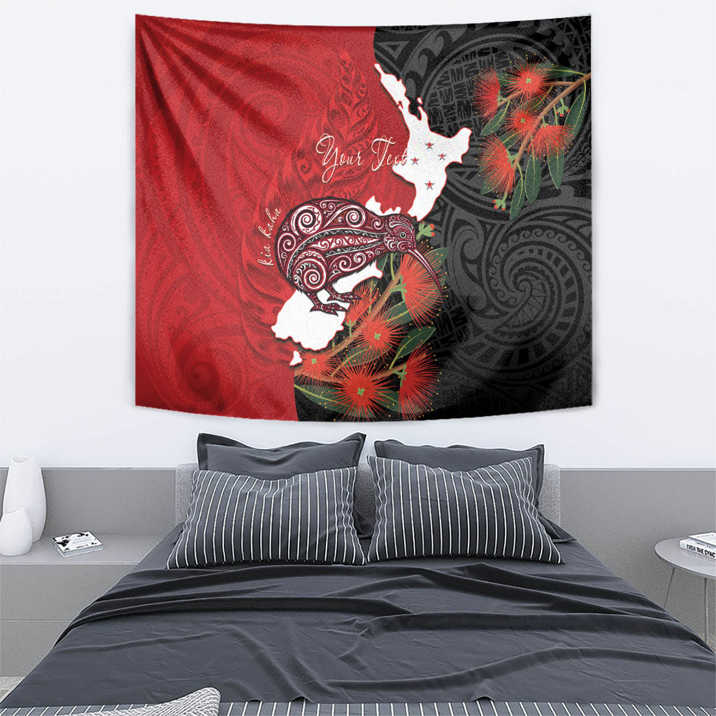 Kiwi New Zealand Personalised Tapestry NZ Map Pohutukawa Fern Maori Pattern