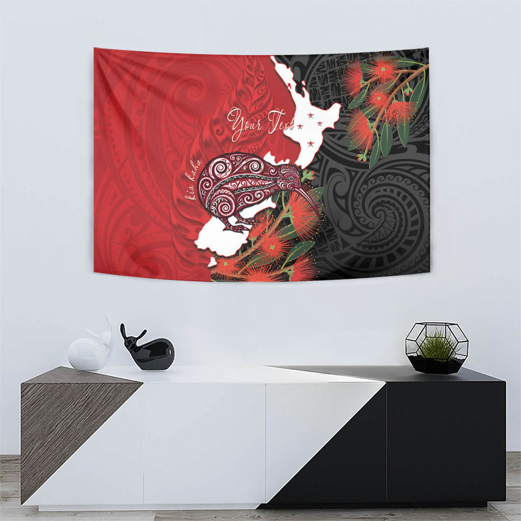 Kiwi New Zealand Personalised Tapestry NZ Map Pohutukawa Fern Maori Pattern