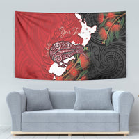 Kiwi New Zealand Personalised Tapestry NZ Map Pohutukawa Fern Maori Pattern