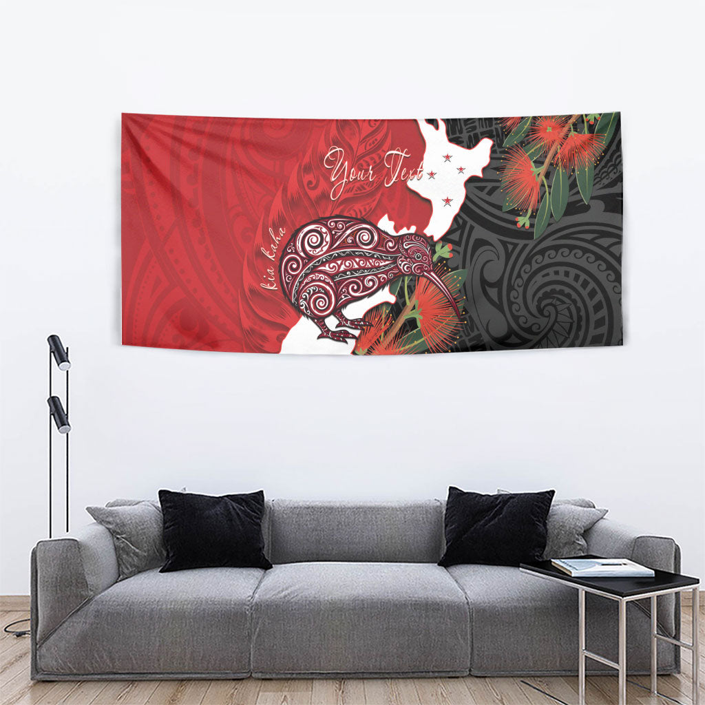 Kiwi New Zealand Personalised Tapestry NZ Map Pohutukawa Fern Maori Pattern