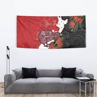 Kiwi New Zealand Personalised Tapestry NZ Map Pohutukawa Fern Maori Pattern