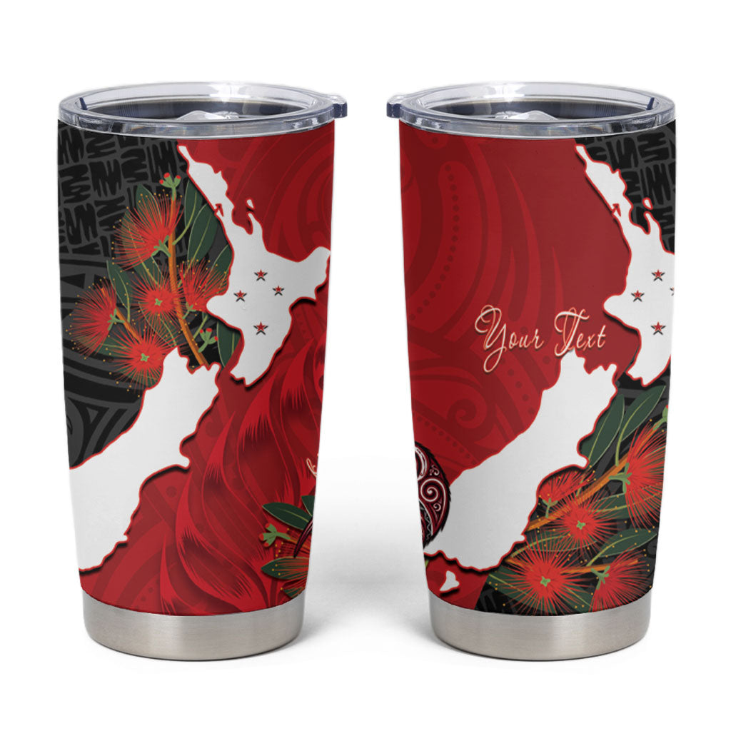 Kiwi New Zealand Personalised Tumbler Cup NZ Map Pohutukawa Fern Maori Pattern LT22 Red - Polynesian Pride