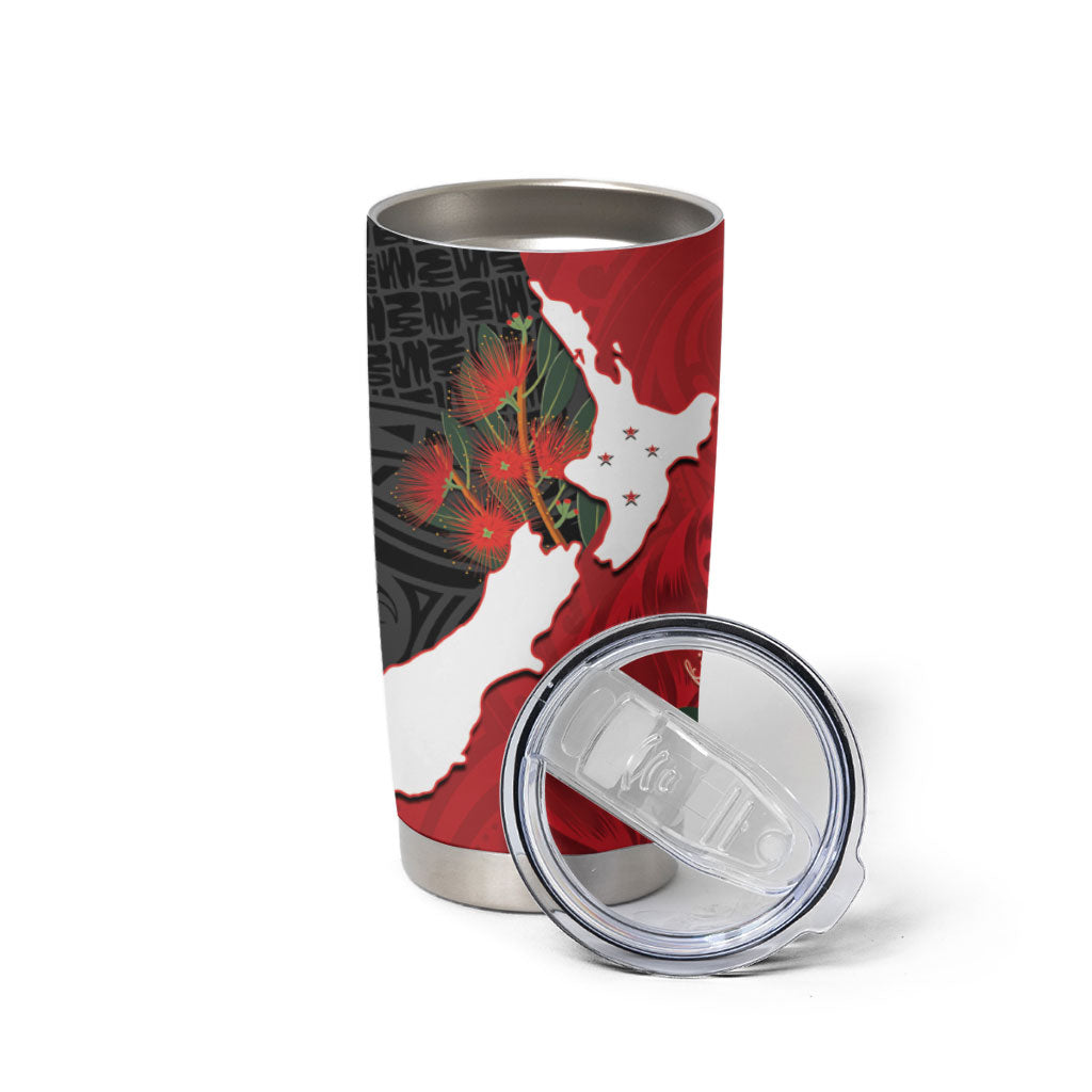 Kiwi New Zealand Personalised Tumbler Cup NZ Map Pohutukawa Fern Maori Pattern LT22 - Polynesian Pride