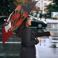 Kiwi New Zealand Personalised Umbrella NZ Map Pohutukawa Fern Maori Pattern LT22 - Polynesian Pride