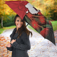 Kiwi New Zealand Personalised Umbrella NZ Map Pohutukawa Fern Maori Pattern LT22 - Polynesian Pride