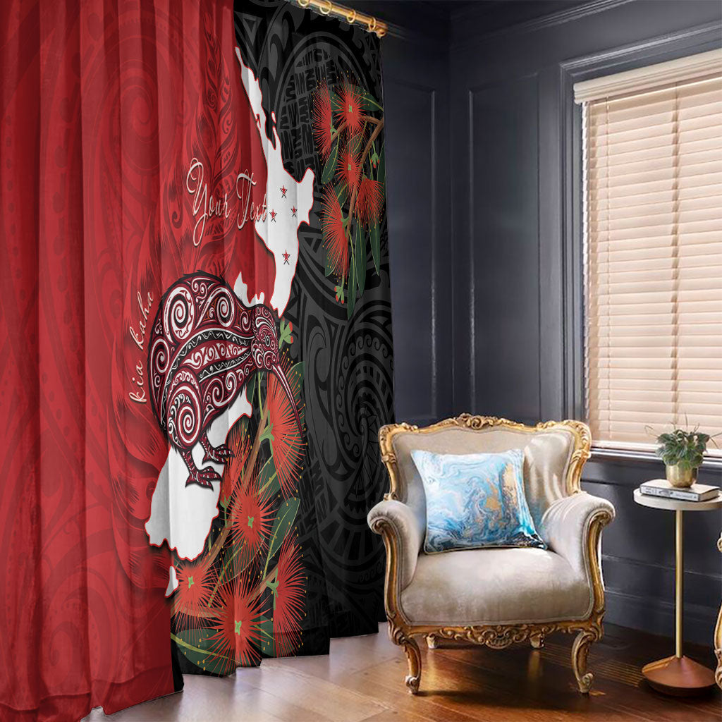 Kiwi New Zealand Personalised Window Curtain NZ Map Pohutukawa Fern Maori Pattern LT22 - Polynesian Pride