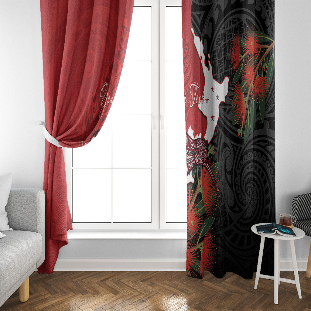 Kiwi New Zealand Personalised Window Curtain NZ Map Pohutukawa Fern Maori Pattern LT22 - Polynesian Pride