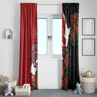Kiwi New Zealand Personalised Window Curtain NZ Map Pohutukawa Fern Maori Pattern LT22 - Polynesian Pride