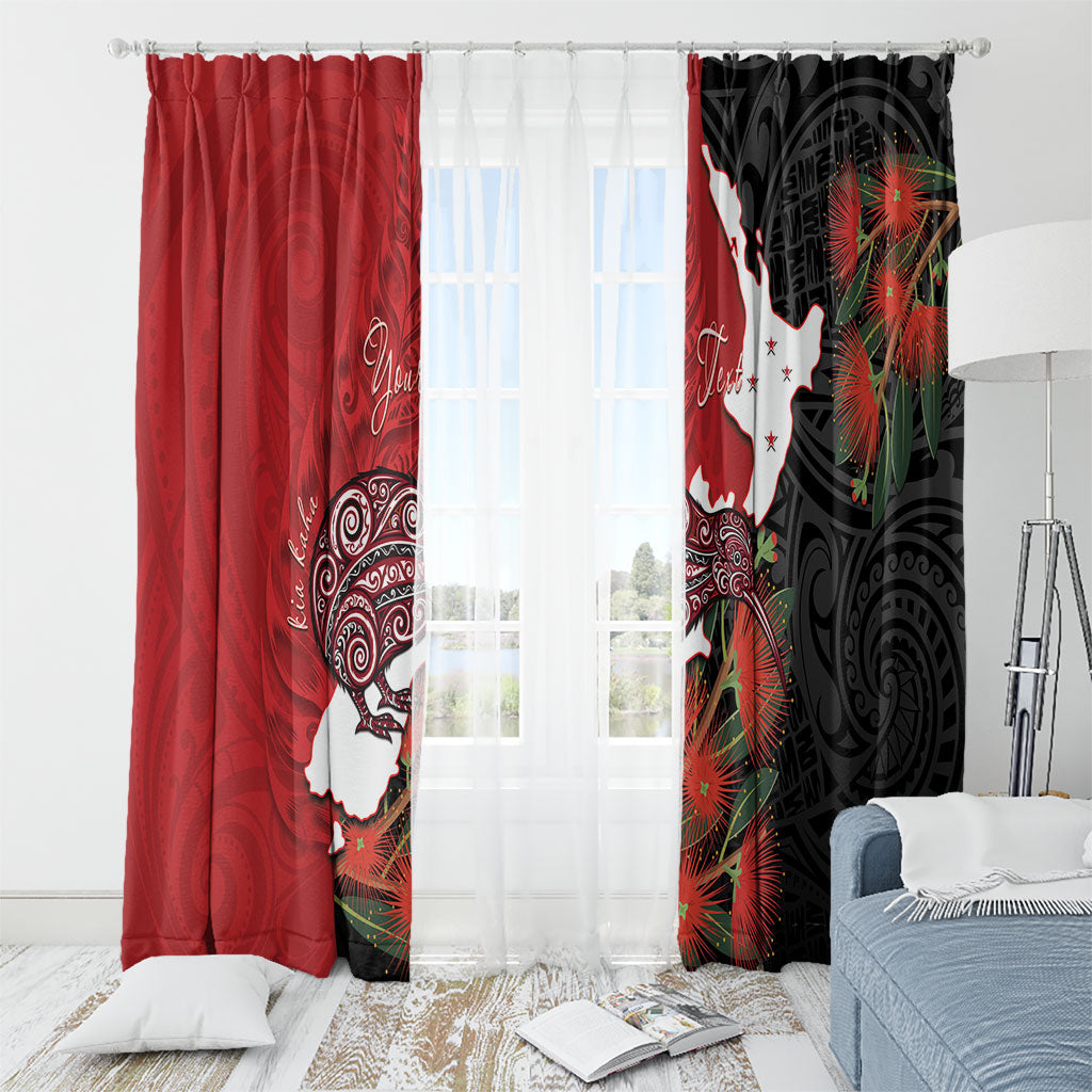 Kiwi New Zealand Personalised Window Curtain NZ Map Pohutukawa Fern Maori Pattern LT22 - Polynesian Pride