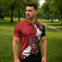 Kiwi New Zealand Personalised Zipper Polo Shirt NZ Map Pohutukawa Fern Maori Pattern LT22 - Polynesian Pride