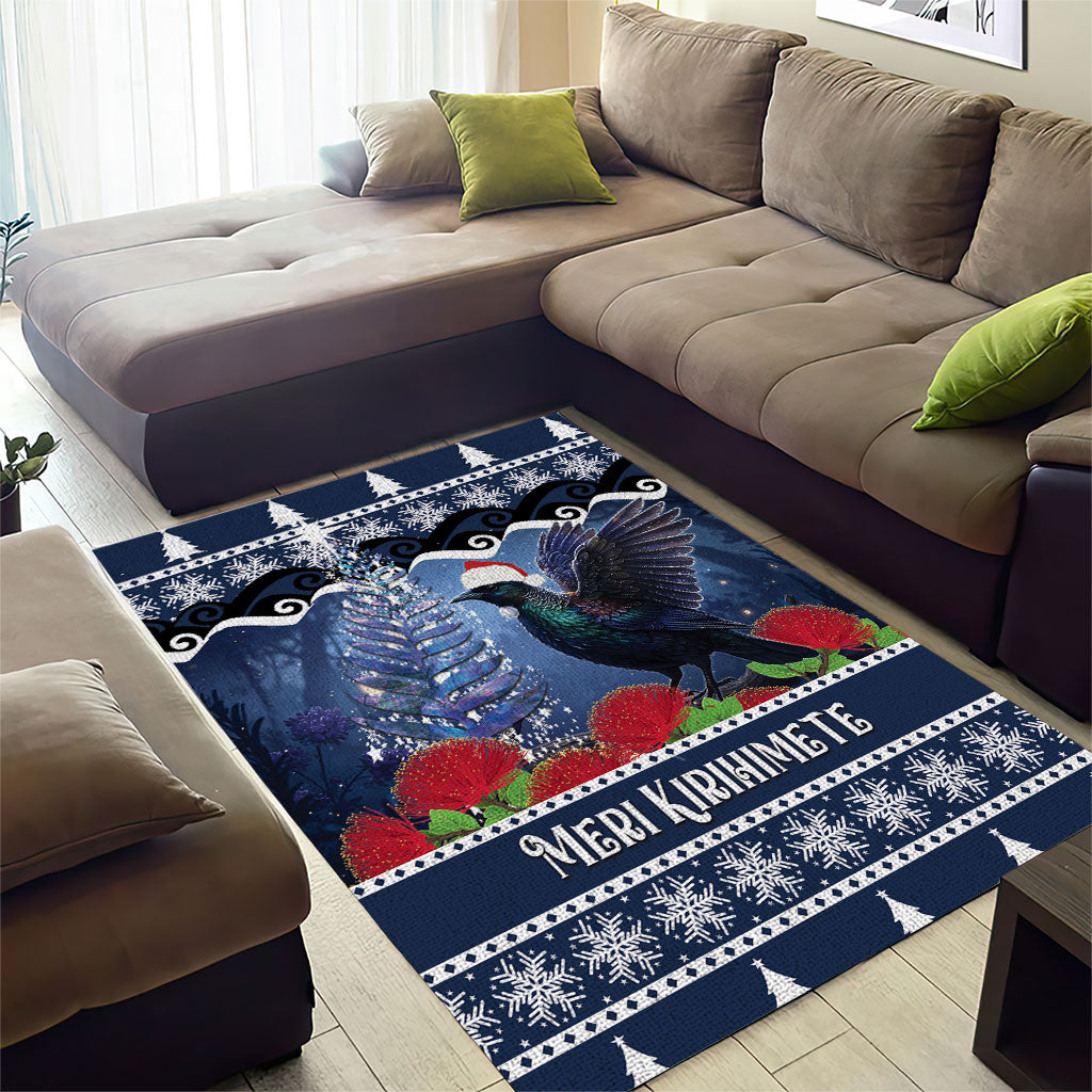 New Zealand Tui Bird Christmas Area Rug Pohutukawa Xmas Tree Meri Kirihimete
