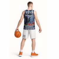 New Zealand Tui Bird Christmas Basketball Jersey Pohutukawa Xmas Tree Meri Kirihimete