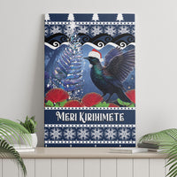 New Zealand Tui Bird Christmas Canvas Wall Art Pohutukawa Xmas Tree Meri Kirihimete