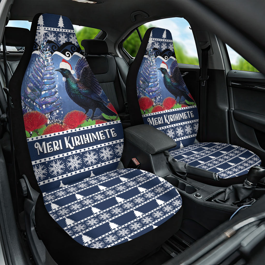 New Zealand Tui Bird Christmas Car Seat Cover Pohutukawa Xmas Tree Meri Kirihimete