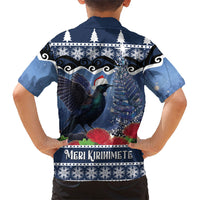 New Zealand Tui Bird Christmas Family Matching Mermaid Dress and Hawaiian Shirt Pohutukawa Xmas Tree Meri Kirihimete