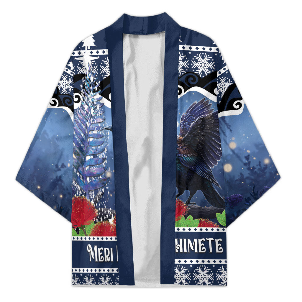 New Zealand Tui Bird Christmas Kimono Pohutukawa Xmas Tree Meri Kirihimete