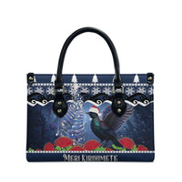 New Zealand Tui Bird Christmas Leather Bag Pohutukawa Xmas Tree Meri Kirihimete