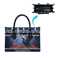 New Zealand Tui Bird Christmas Leather Bag Pohutukawa Xmas Tree Meri Kirihimete