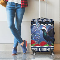 New Zealand Tui Bird Christmas Luggage Cover Pohutukawa Xmas Tree Meri Kirihimete