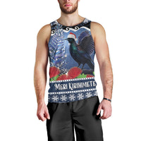 New Zealand Tui Bird Christmas Men Tank Top Pohutukawa Xmas Tree Meri Kirihimete