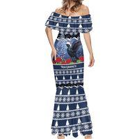 New Zealand Tui Bird Christmas Mermaid Dress Pohutukawa Xmas Tree Meri Kirihimete