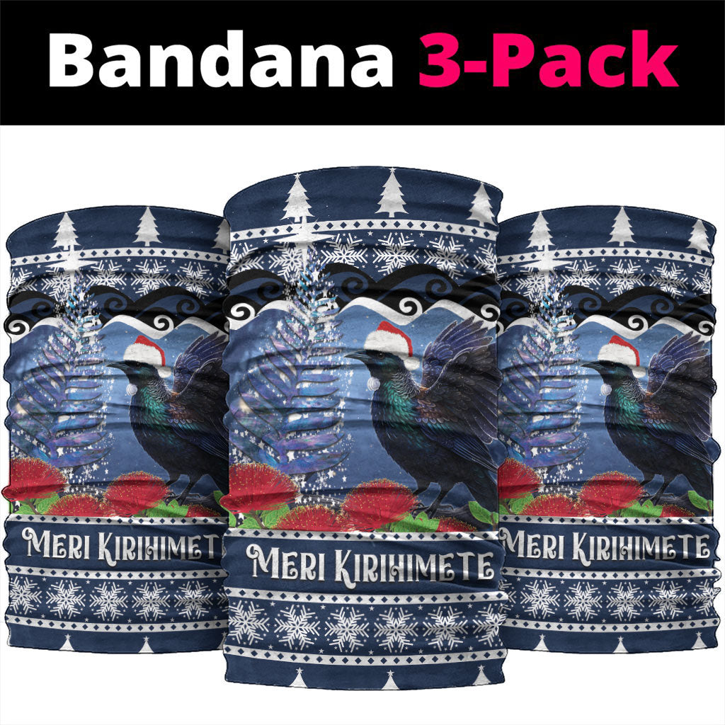 New Zealand Tui Bird Christmas Neck Gaiter Pohutukawa Xmas Tree Meri Kirihimete