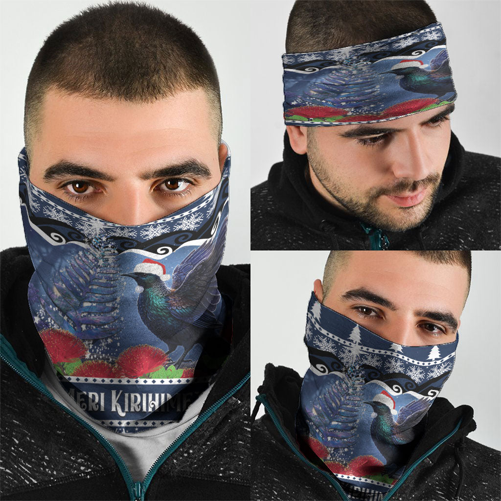 New Zealand Tui Bird Christmas Neck Gaiter Pohutukawa Xmas Tree Meri Kirihimete