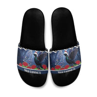 New Zealand Tui Bird Christmas Slide Sandals Pohutukawa Xmas Tree Meri Kirihimete