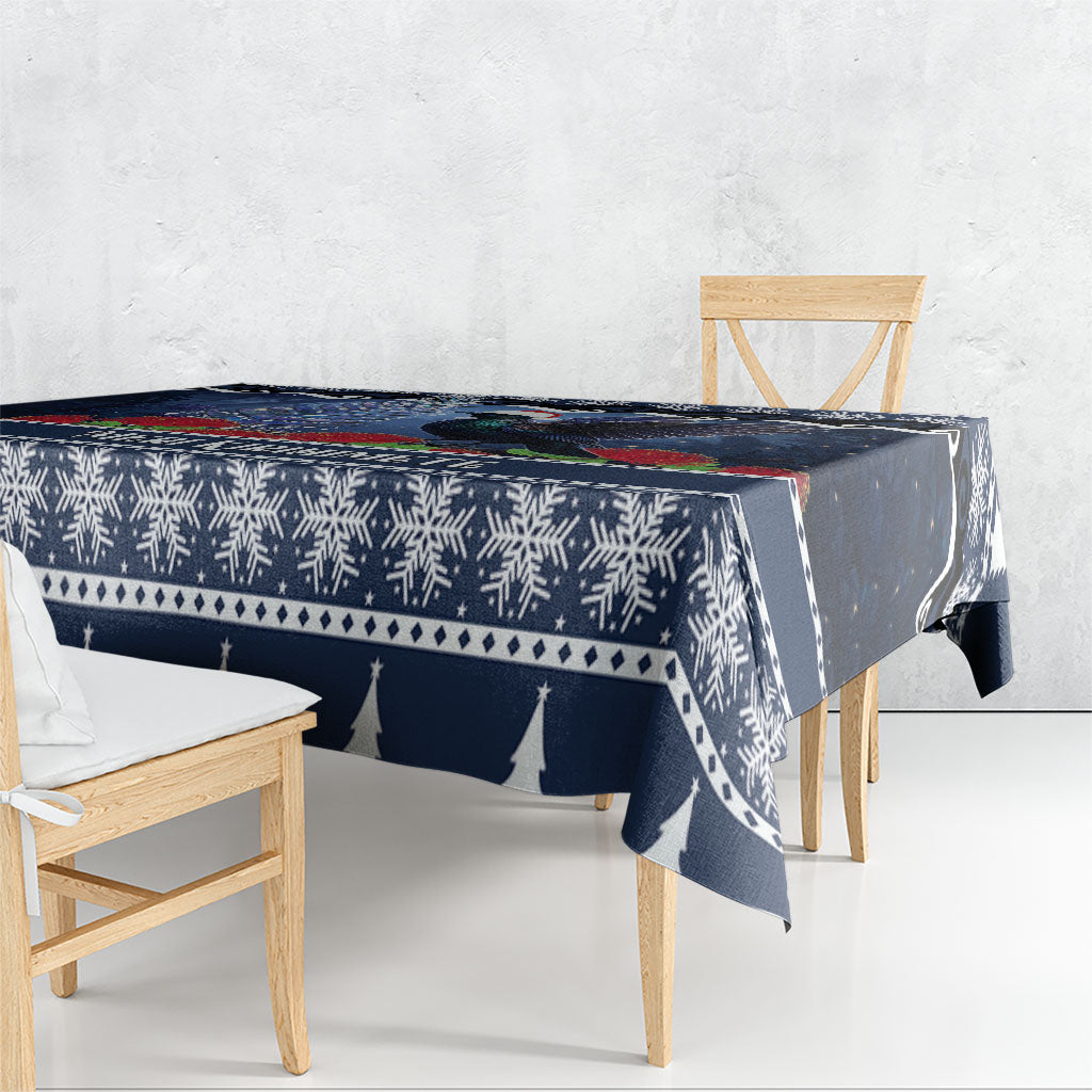 New Zealand Tui Bird Christmas Tablecloth Pohutukawa Xmas Tree Meri Kirihimete